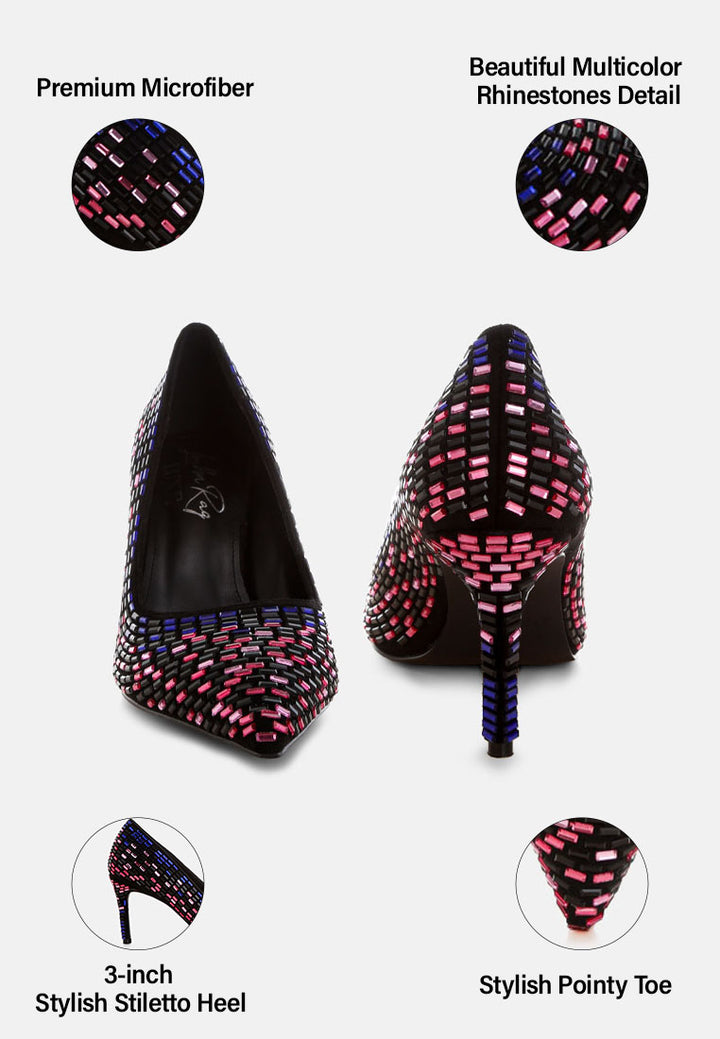 elodie rhinestones embellished pump heels#color_black-multi