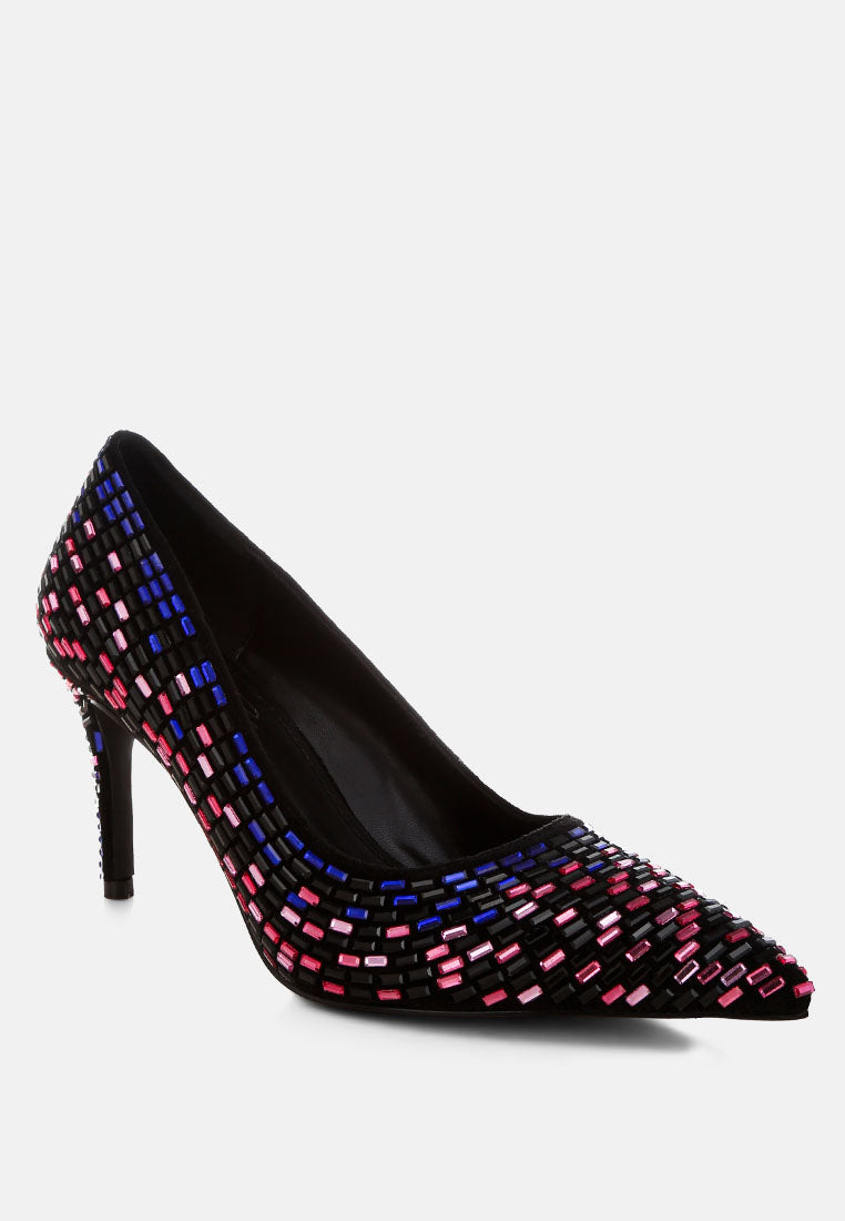 elodie rhinestones embellished pump heels#color_black-multi