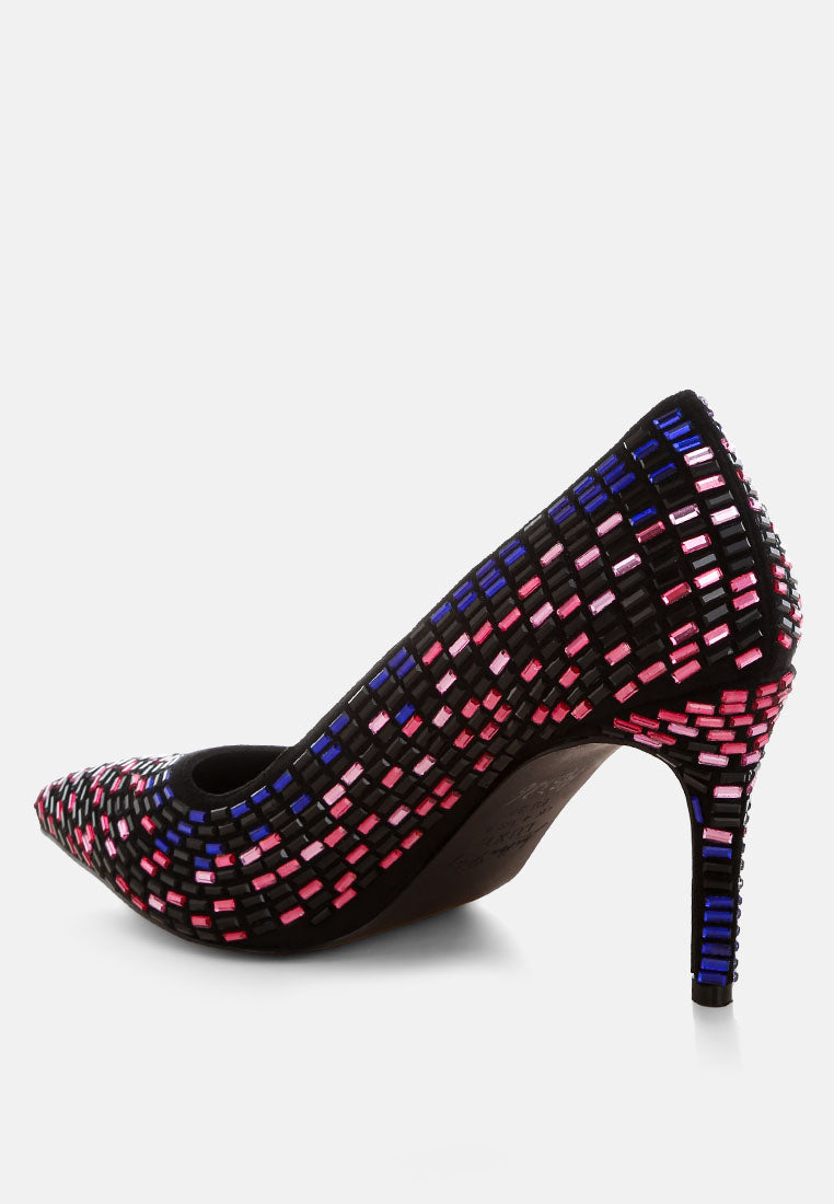 elodie rhinestones embellished pump heels#color_black-multi