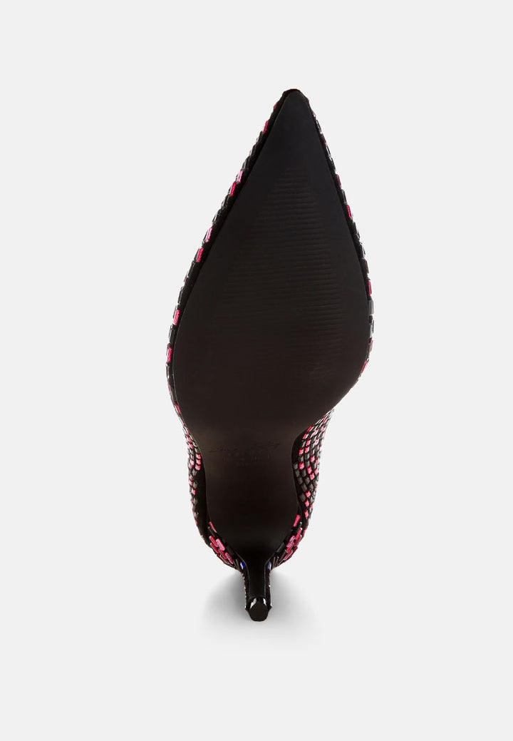 elodie rhinestones embellished pump heels#color_black-multi