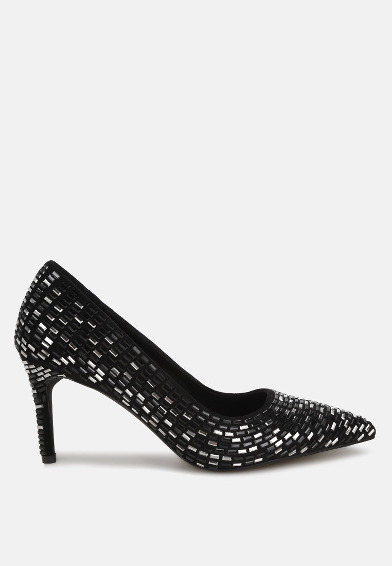 elodie rhinestones embellished pump heels#color_black-suede