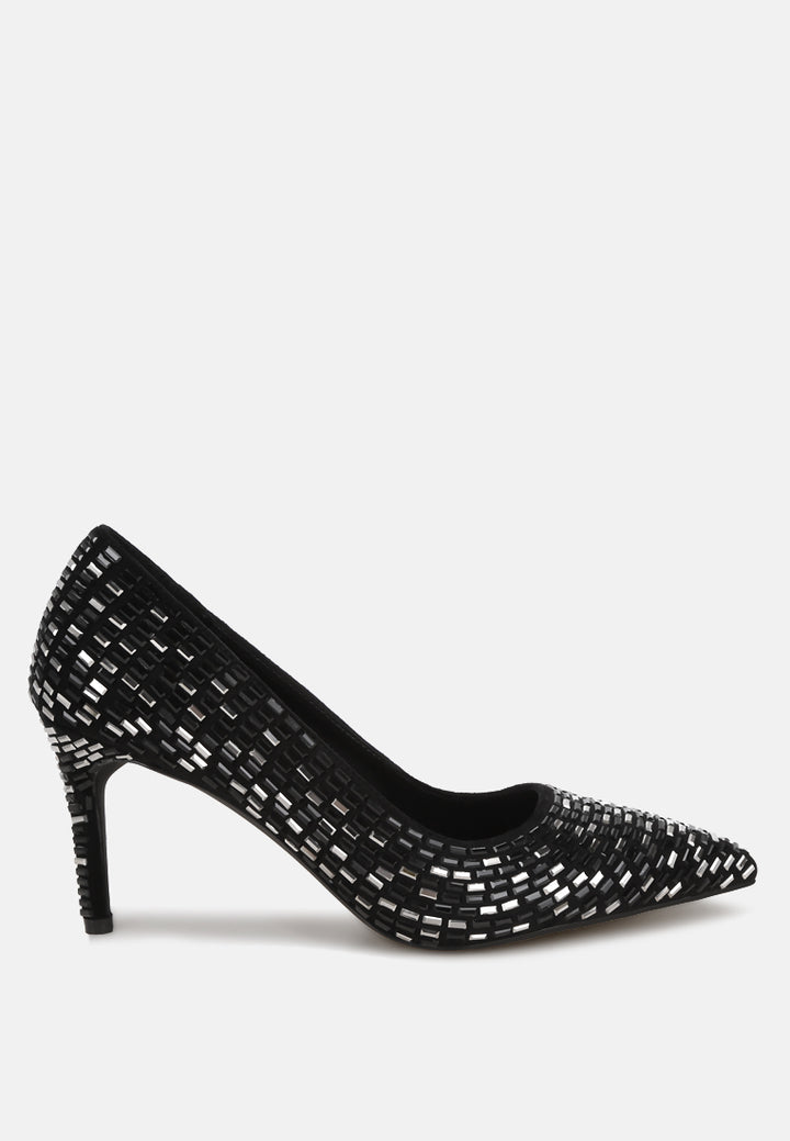 elodie rhinestones embellished pump heels#color_black-suede