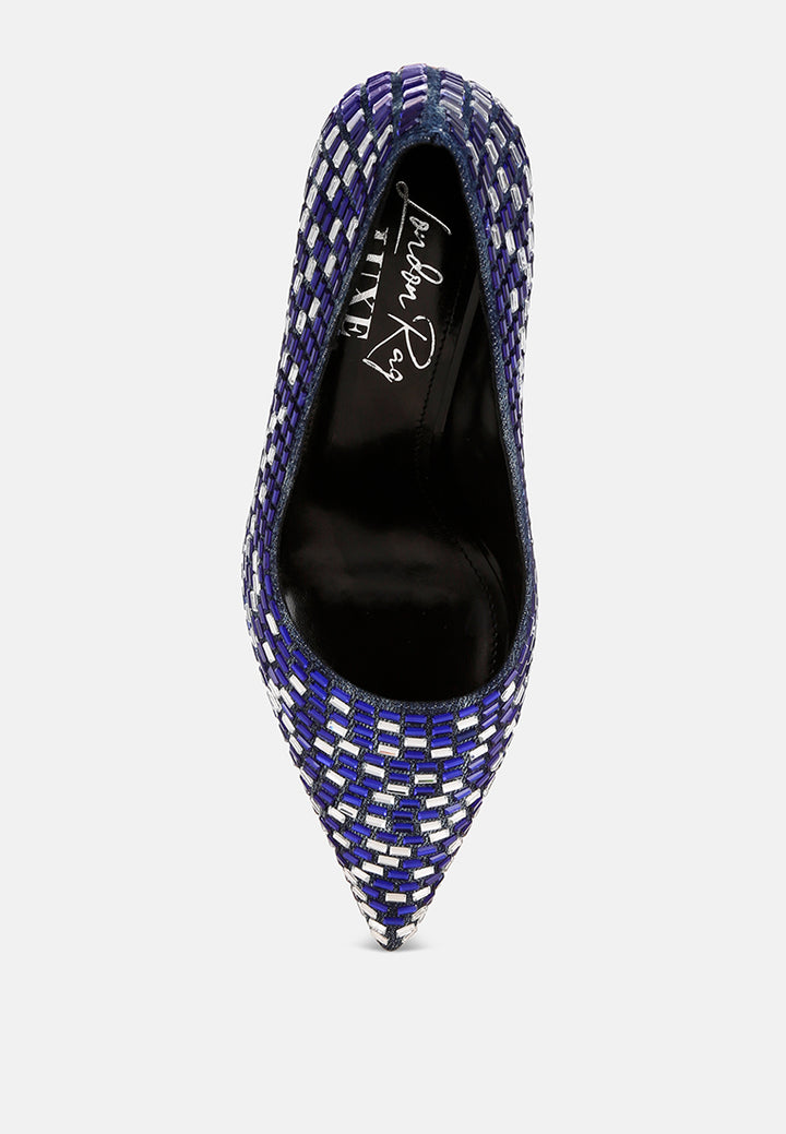 elodie rhinestones embellished pump heels#color_denim
