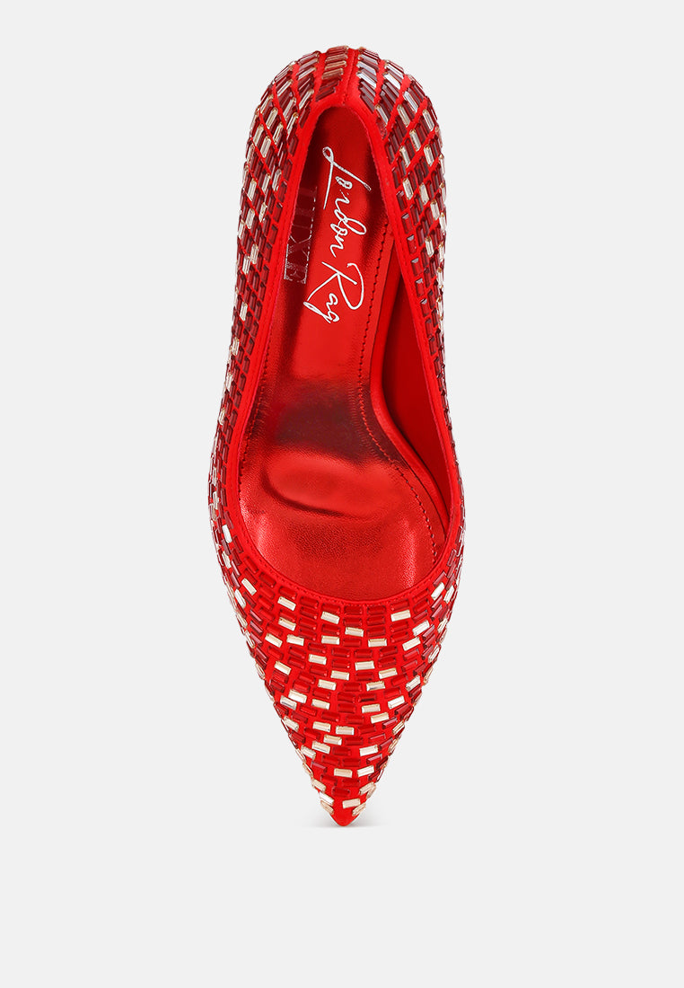 elodie rhinestones embellished pump heels#color_red-satin