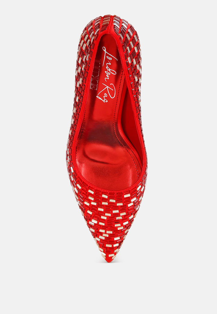 elodie rhinestones embellished pump heels#color_red-satin
