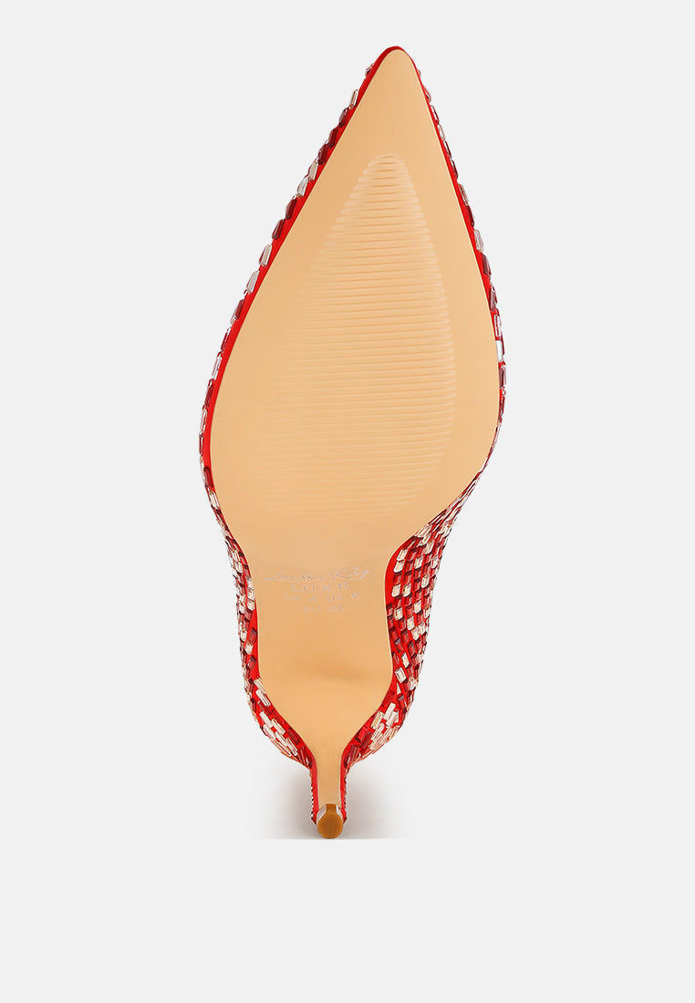 elodie rhinestones embellished pump heels#color_red-satin