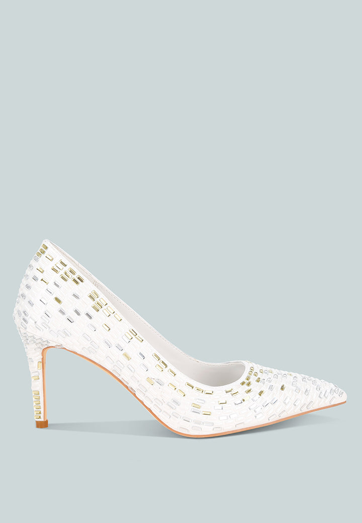 elodie rhinestones embellished pump heels#color_white-satin