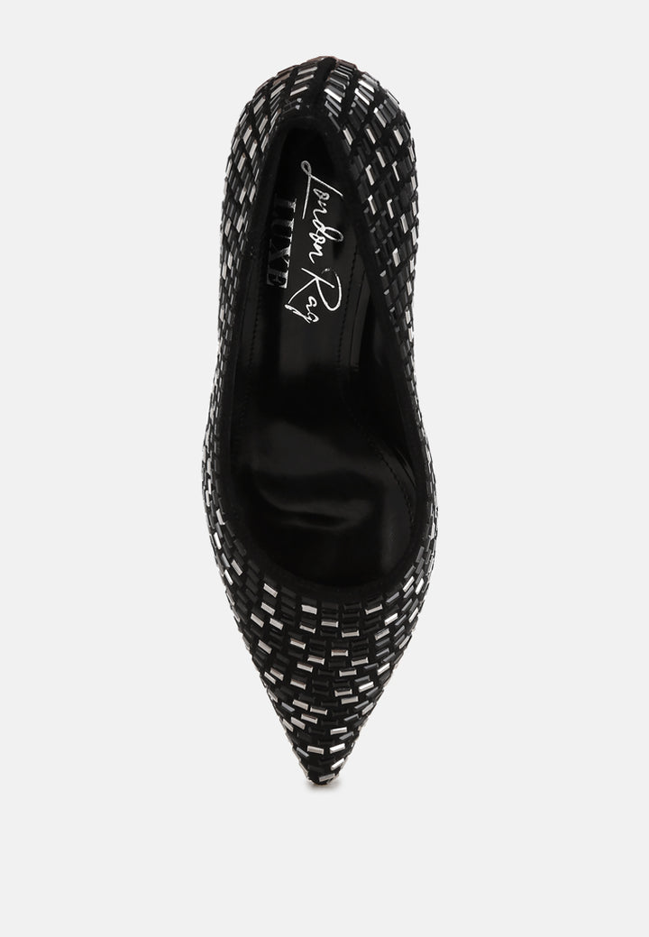 elodie rhinestones embellished pump heels#color_black-suede