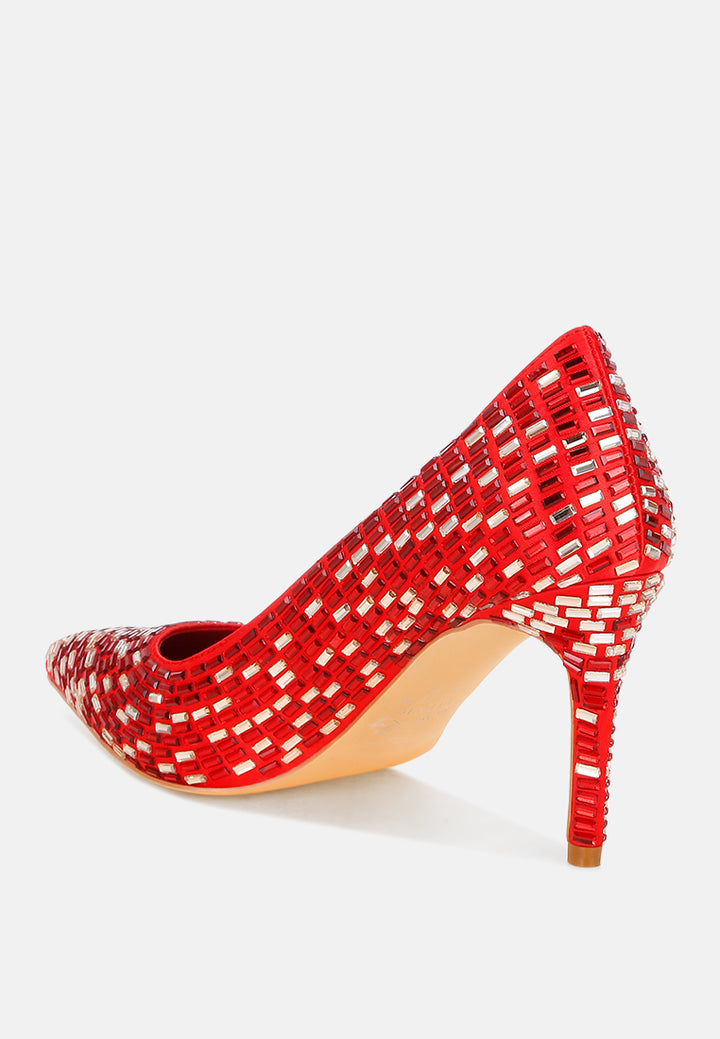 elodie rhinestones embellished pump heels#color_red-satin