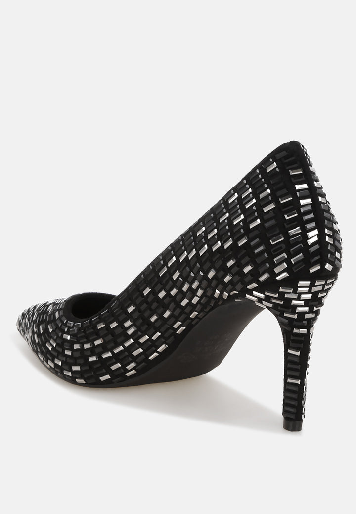elodie rhinestones embellished pump heels#color_black-suede