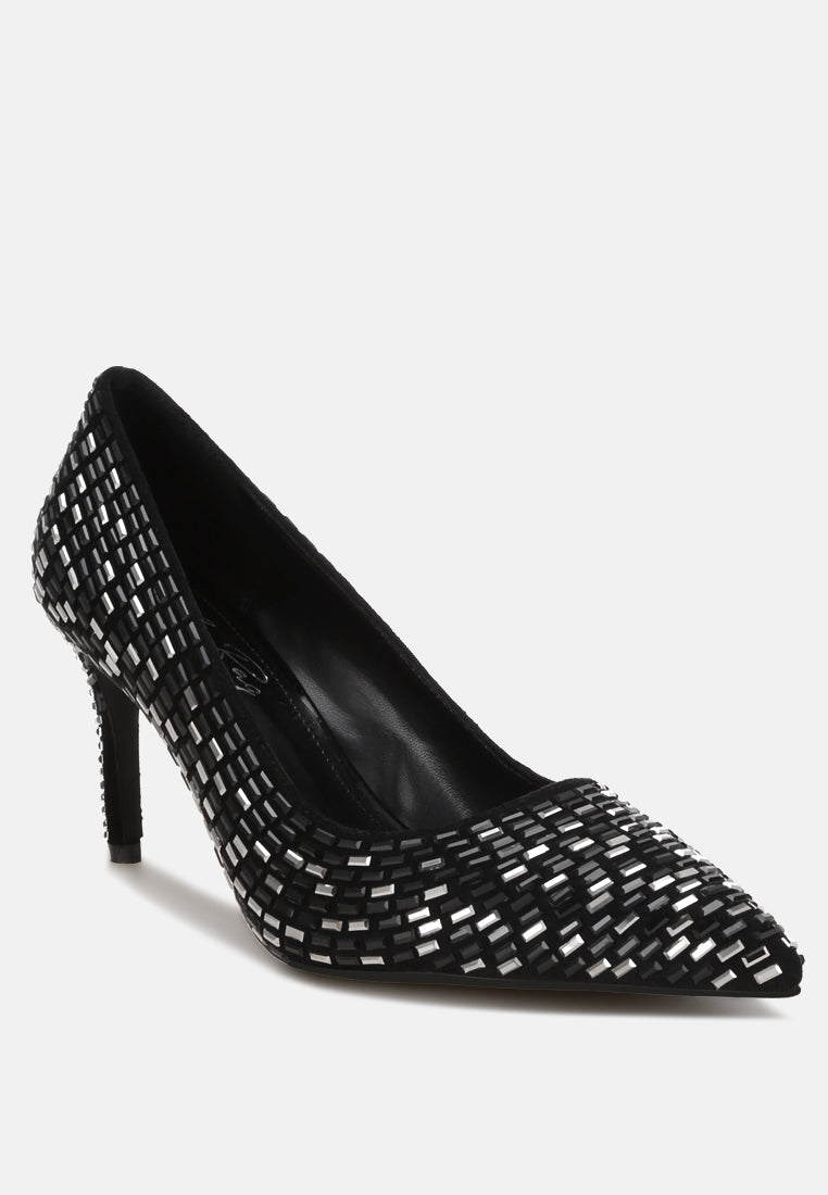 elodie rhinestones embellished pump heels#color_black-suede