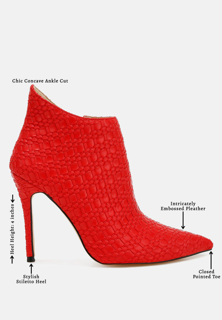 embossed concave cut ankle boots by ruw#color_red
