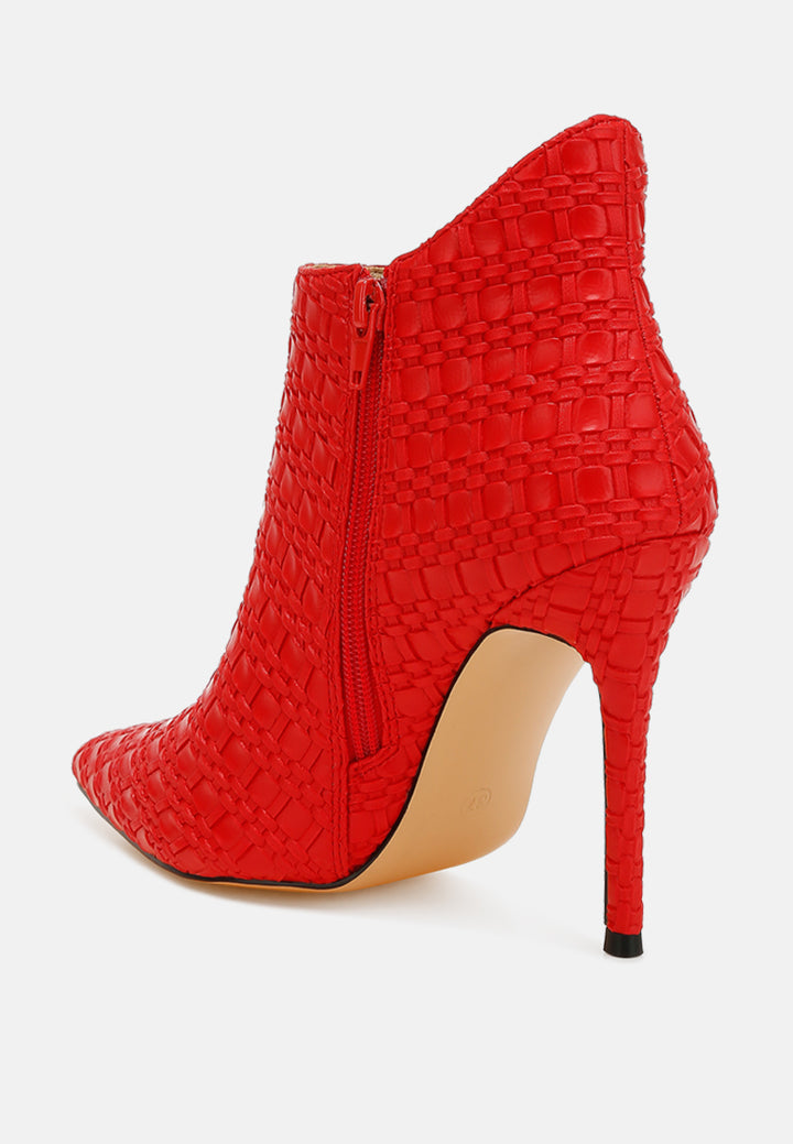 embossed concave cut ankle boots by ruw#color_red