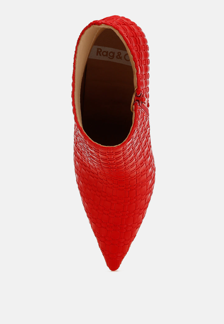 embossed concave cut ankle boots by ruw#color_red