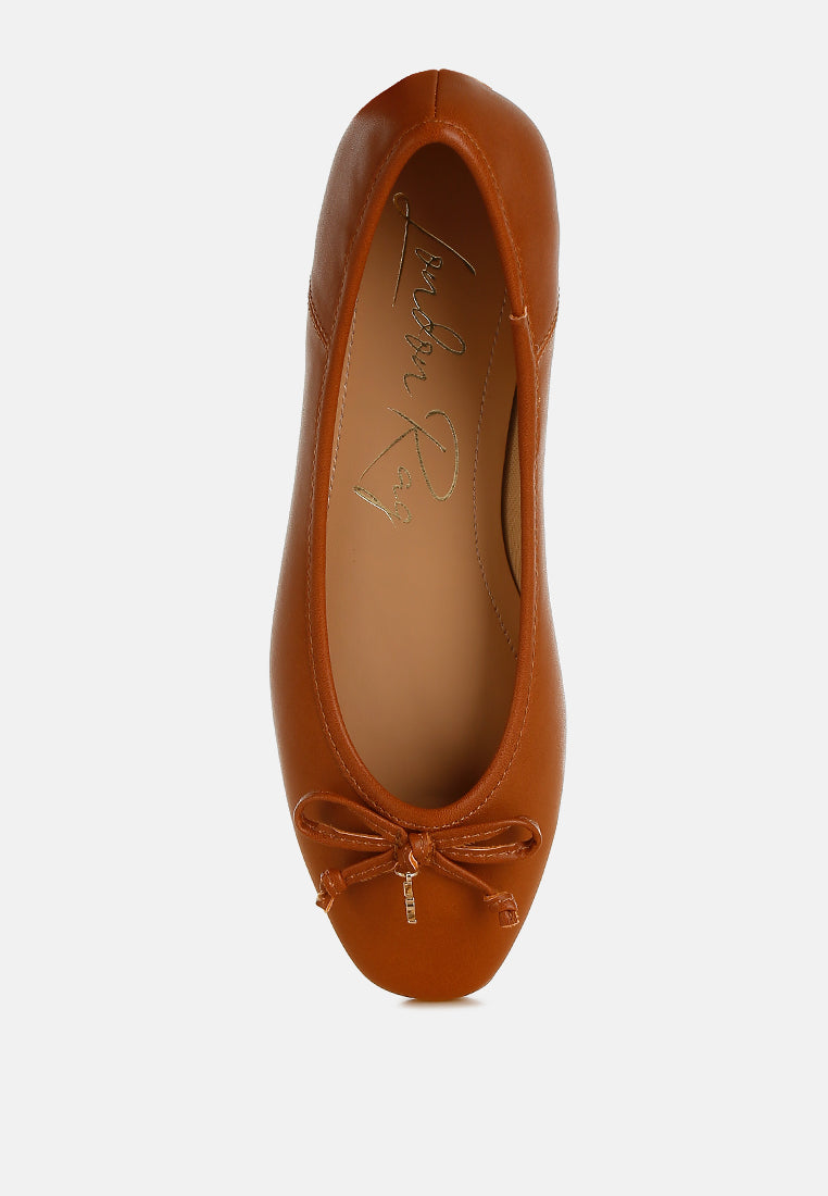 faux leather casual ballerinas by ruw#color_tan