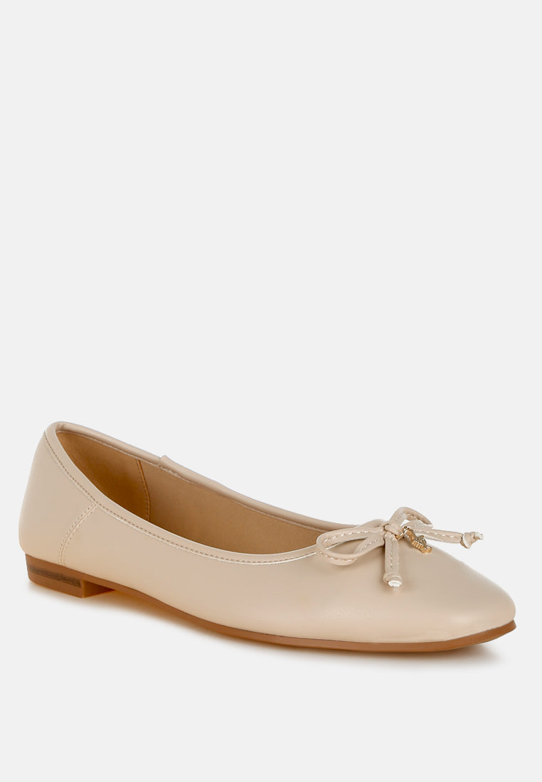 faux leather casual ballerinas by ruw#color_beige