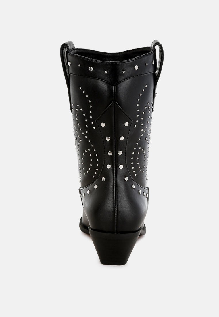 studded embroidery cowboy boots by ruw#color_black