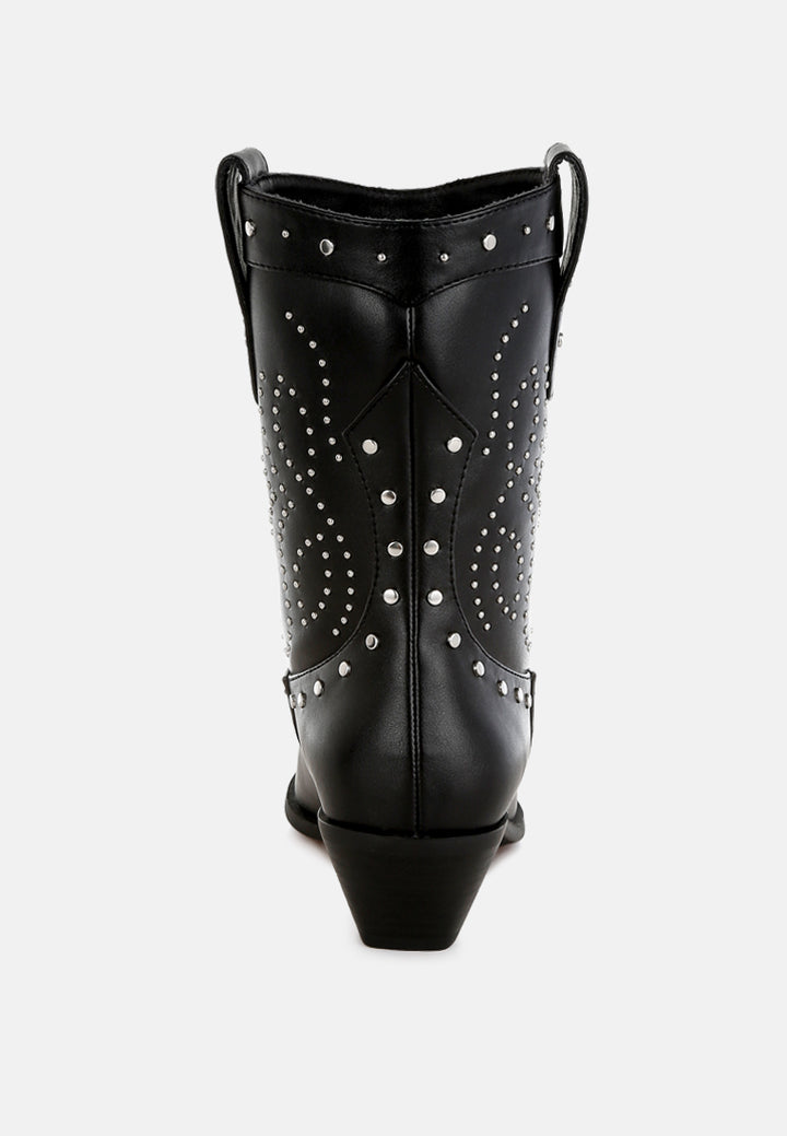 studded embroidery cowboy boots by ruw#color_black