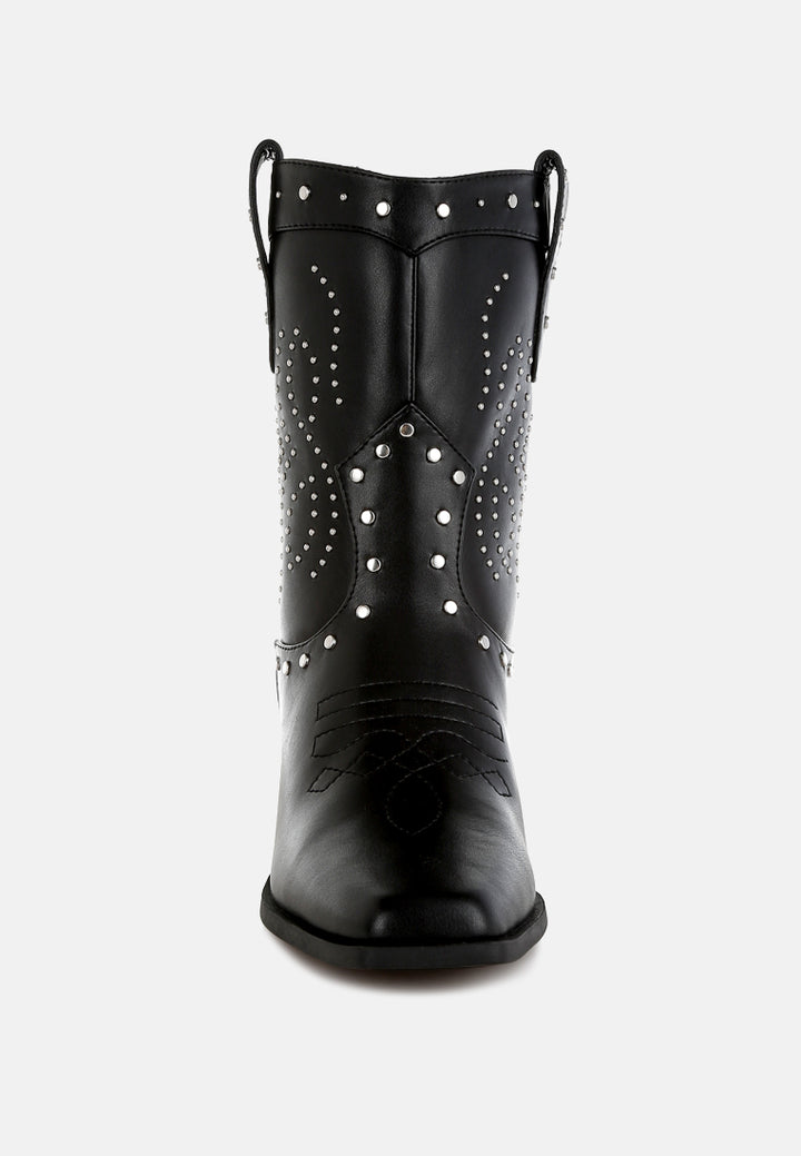 studded embroidery cowboy boots by ruw#color_black