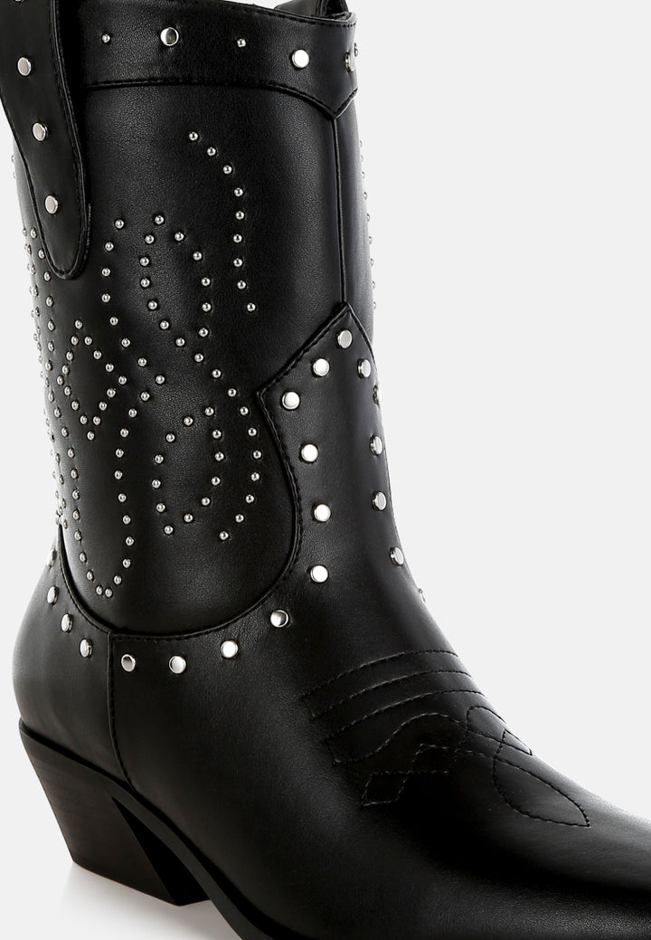 studded embroidery cowboy boots by ruw#color_black