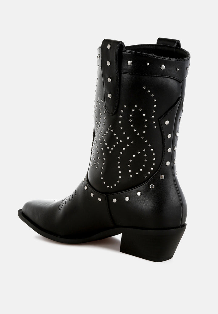 studded embroidery cowboy boots by ruw#color_black