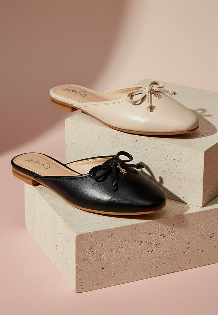 bow slip-on flat mules by ruw#color_beige