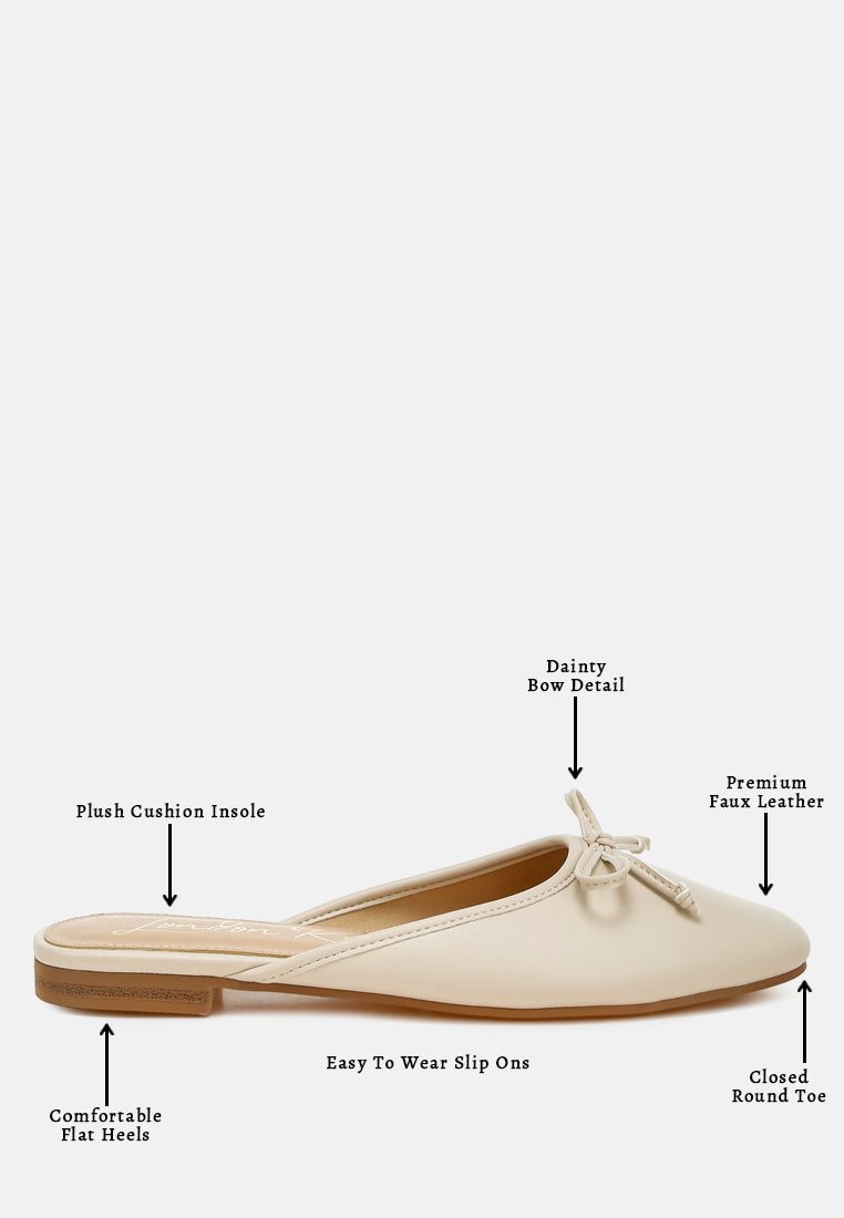 bow slip-on flat mules by ruw#color_beige