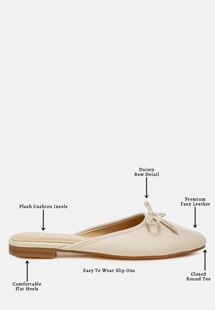 bow slip-on flat mules by ruw#color_beige