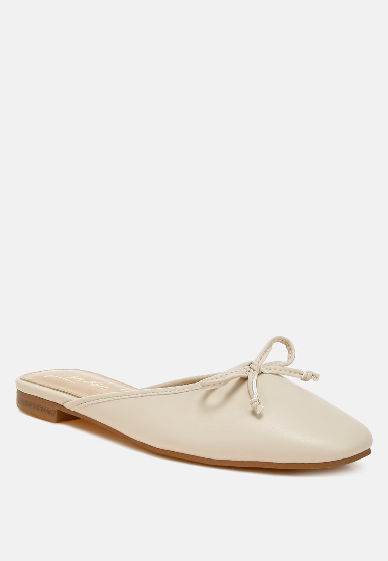 bow slip-on flat mules by ruw#color_beige