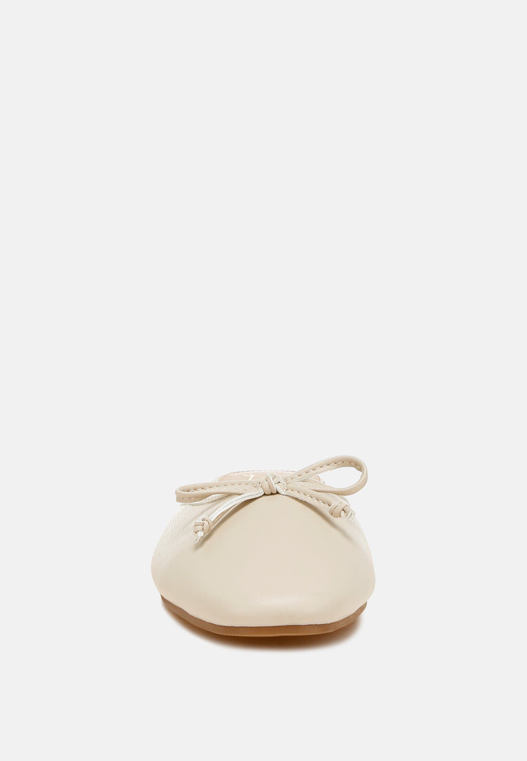 bow slip-on flat mules by ruw#color_beige