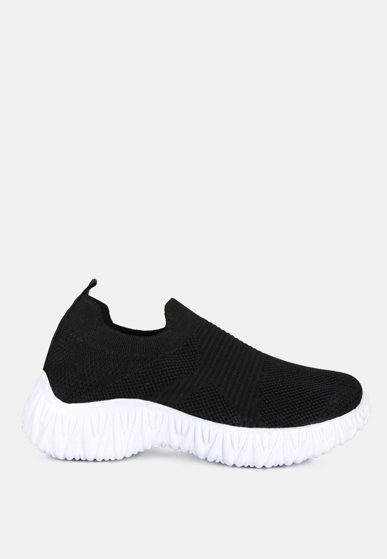 fair play knitted chunky running sneakers#color_black