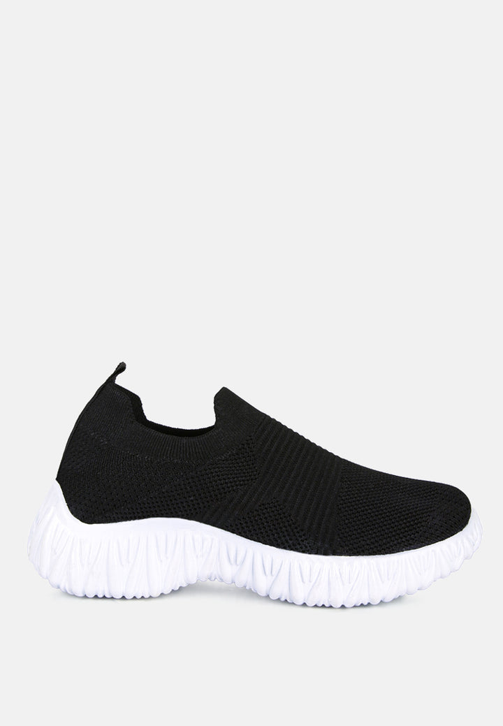 fair play knitted chunky running sneakers#color_black