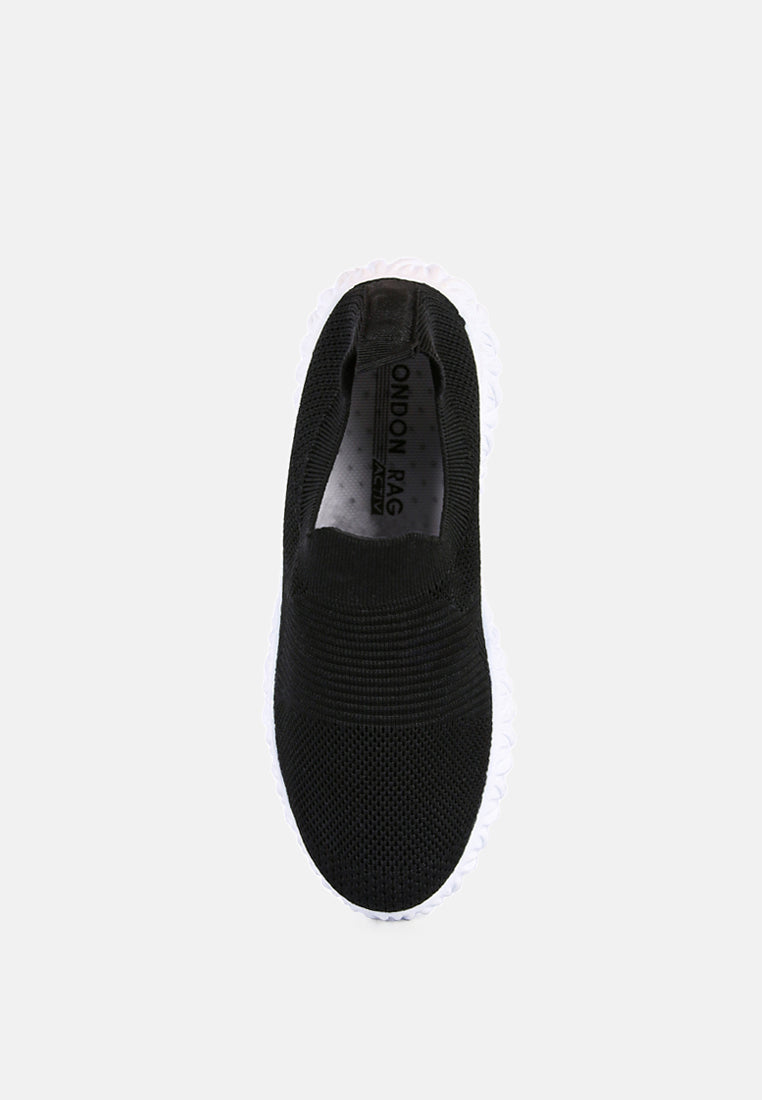 fair play knitted chunky running sneakers#color_black