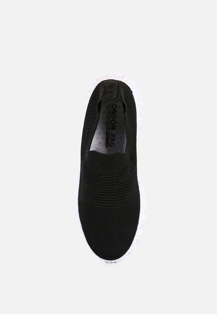 fair play knitted chunky running sneakers#color_black