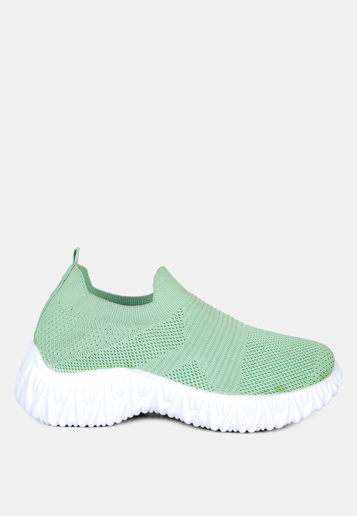 fair play knitted chunky running sneakers#color_green