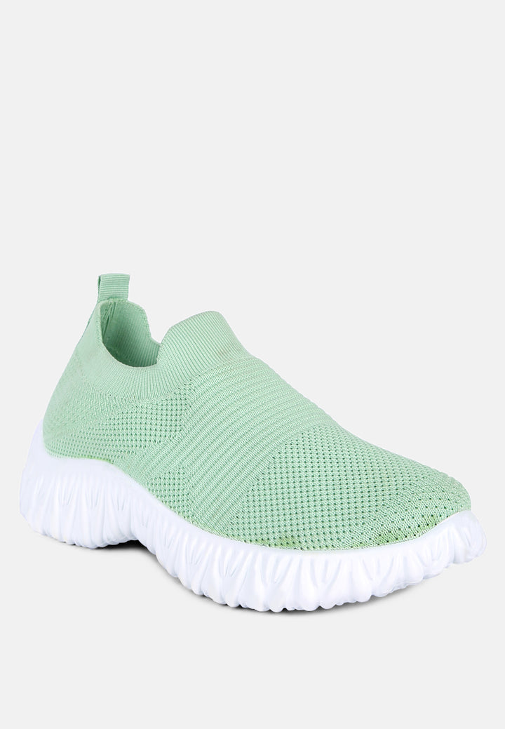 fair play knitted chunky running sneakers#color_green