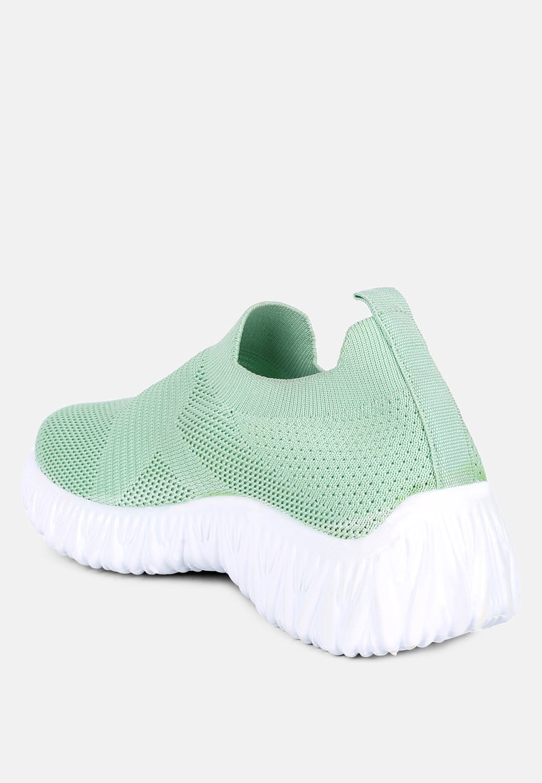 fair play knitted chunky running sneakers#color_green