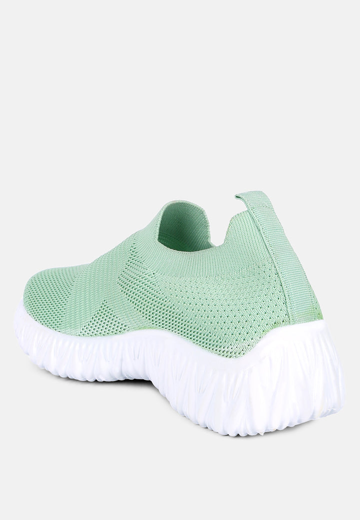 fair play knitted chunky running sneakers#color_green