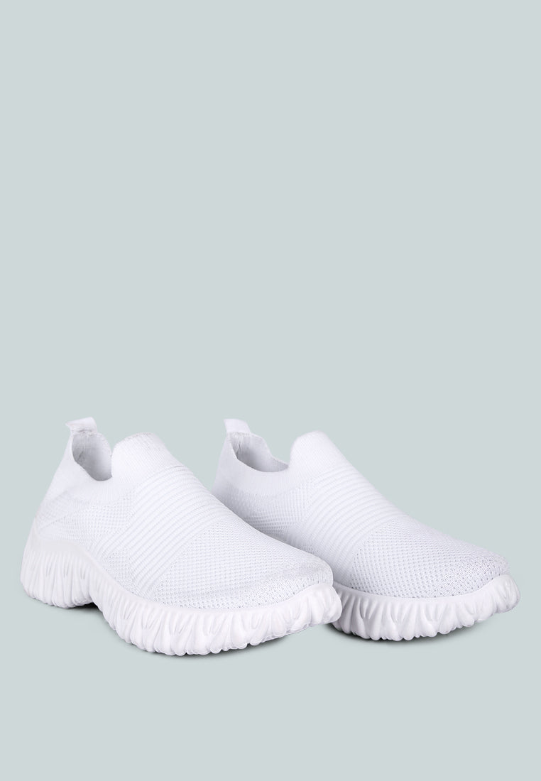 fair play knitted chunky running sneakers#color_white