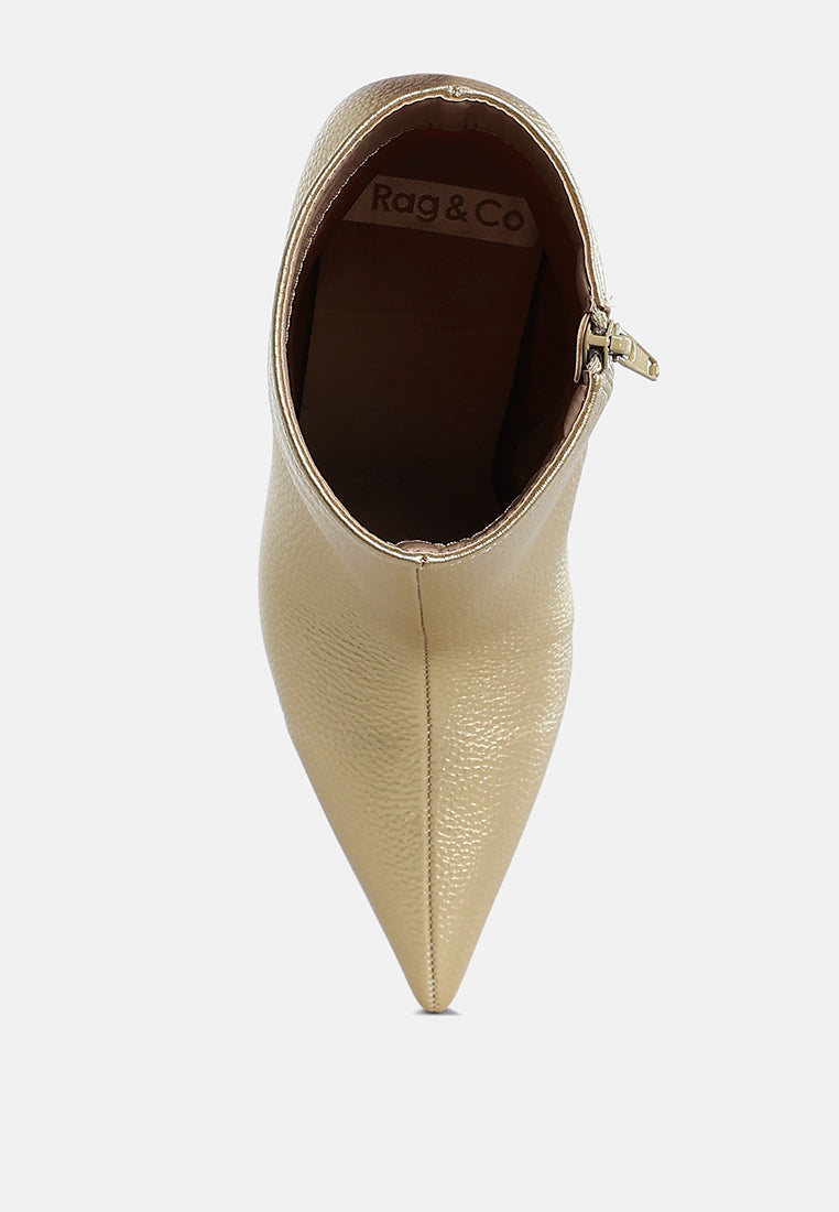 metallic pointed toe ankle boots by ruw#color_gold
