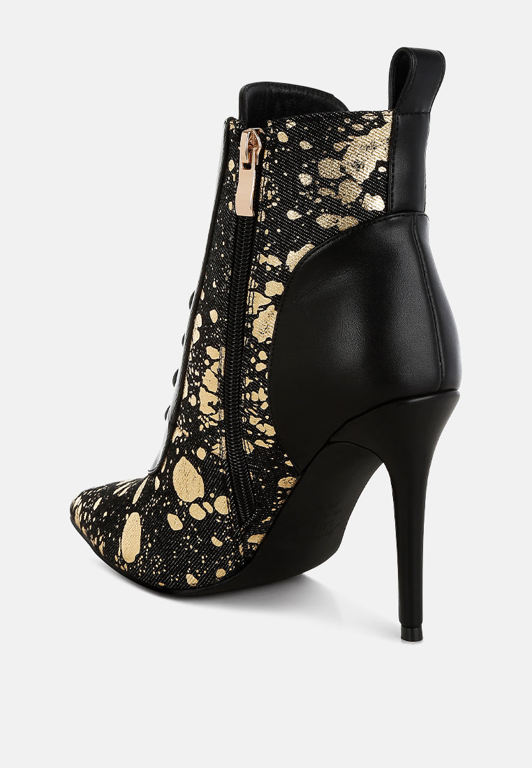 abstract pattern lace-up ankle boots by ruw#color_black