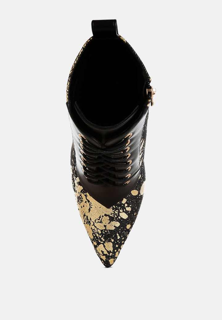 abstract pattern lace-up ankle boots by ruw#color_black