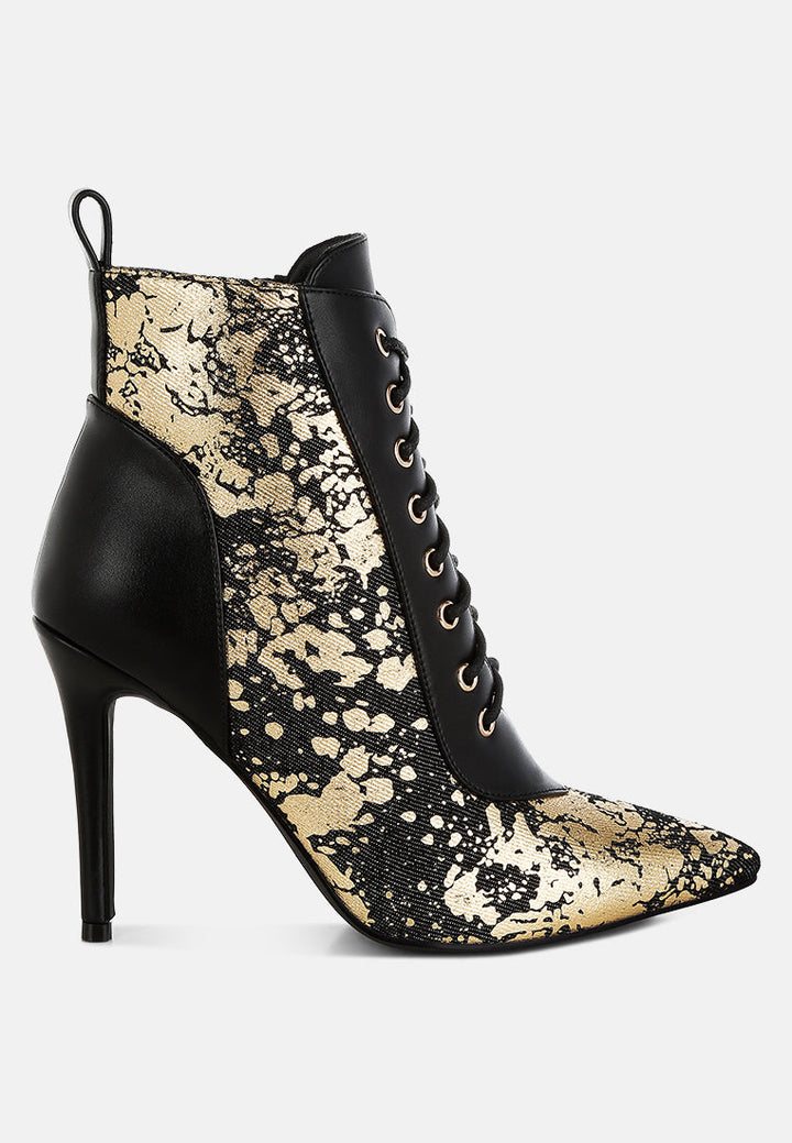 abstract pattern lace-up ankle boots by ruw#color_black