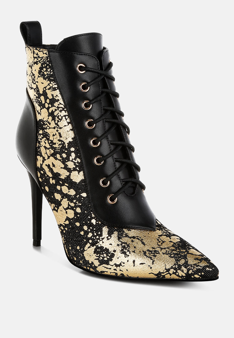 abstract pattern lace-up ankle boots by ruw#color_black