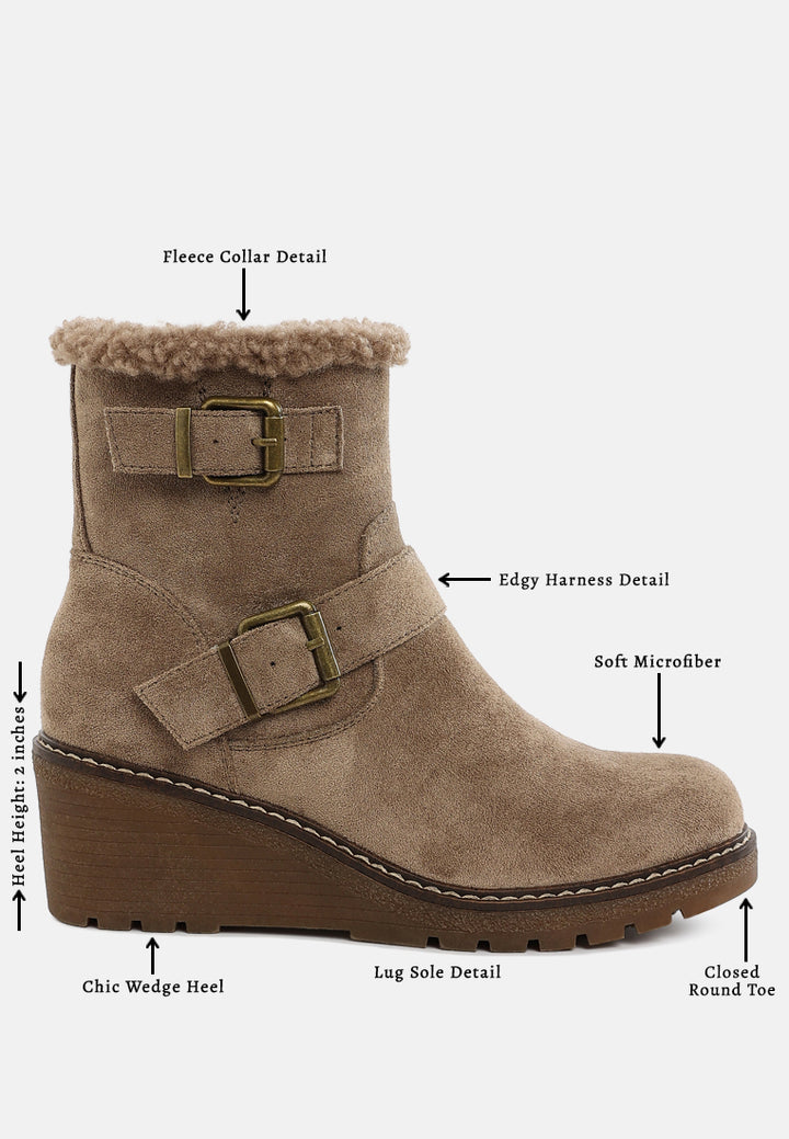 faux fur harness boots by ruw#color_taupe