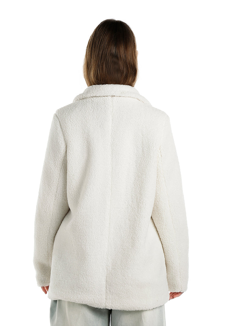 faux fur teddy oversized jacket in ecru by ruw#color_ecru