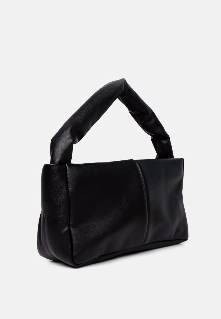 faux leather baguette bag#color_black