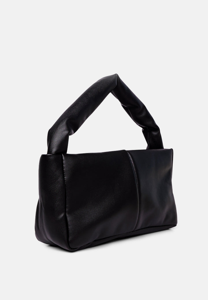 faux leather baguette bag#color_black