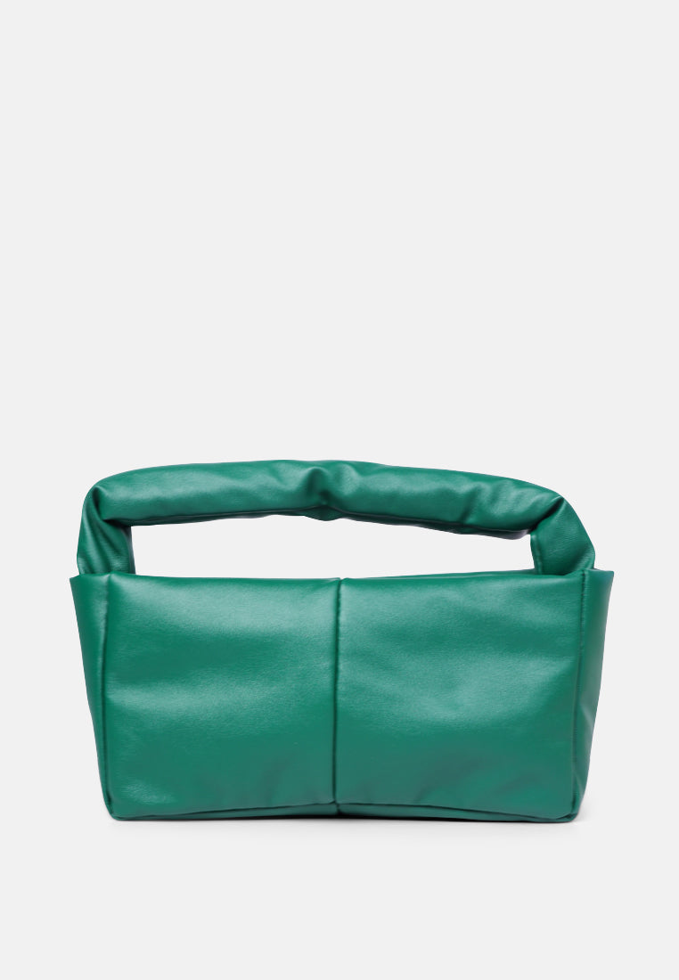 faux leather baguette bag#color_green