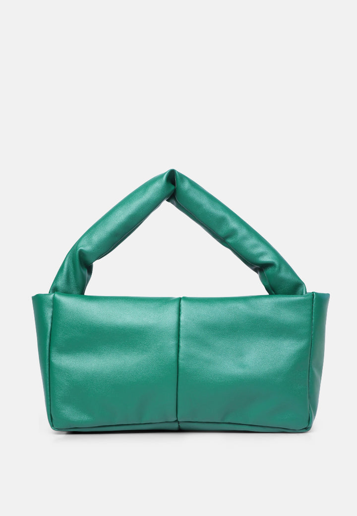 faux leather baguette bag#color_green